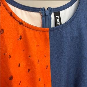 STYLEWE Vibrant Orange and Blue Dress